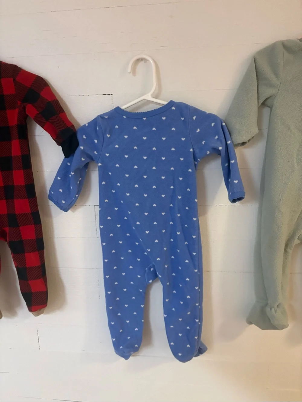 Baby 9M Fleece Footed Pajamas Lot of 3 Carters PL Baby Owl Bunny Plaid